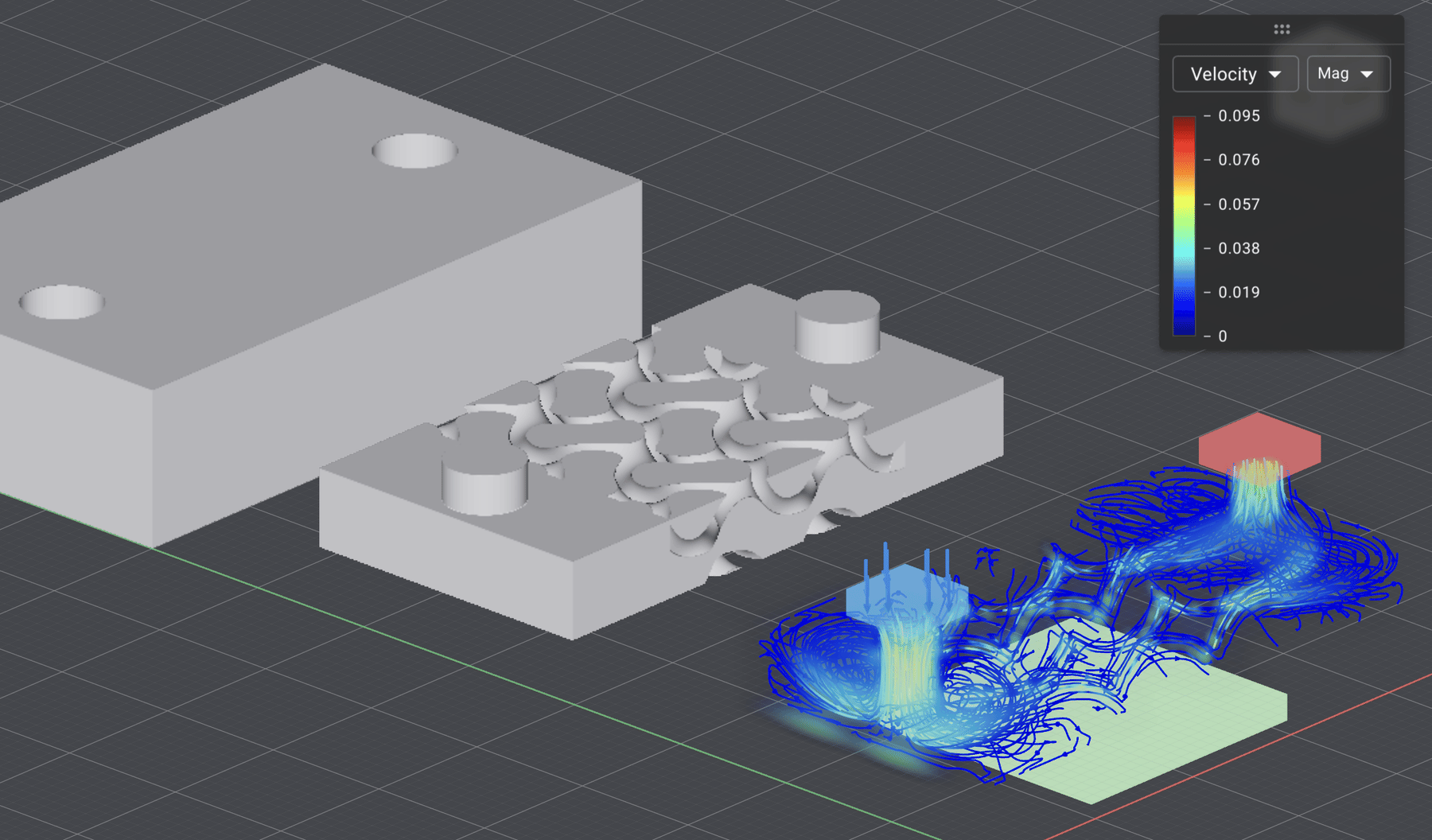 Fluid analysis example: velocity field inside a channel
